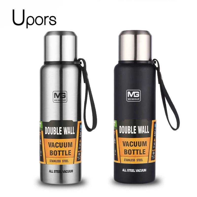 Premium Stainless Steel Insulated Flask with Carry Rope (500-1500ml)