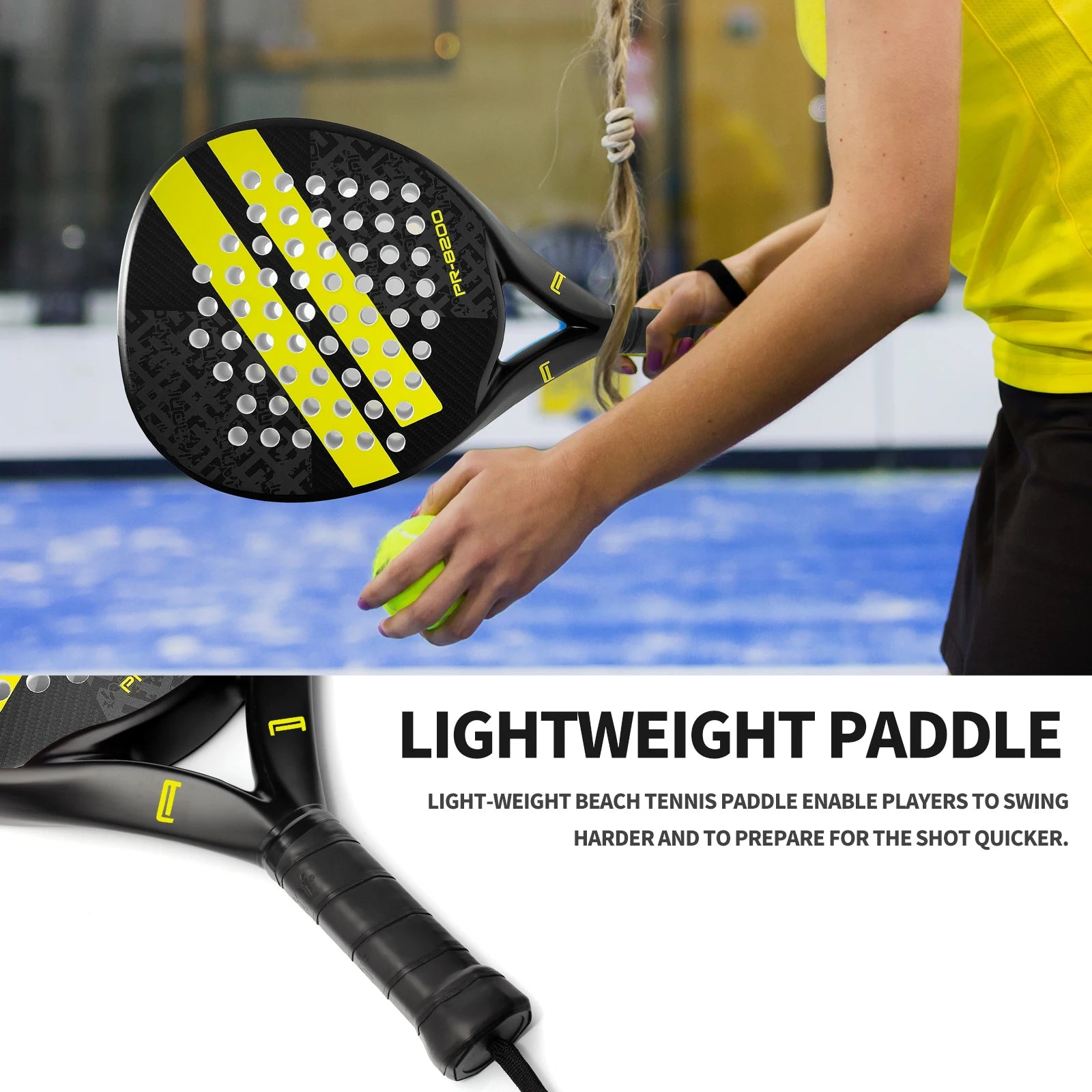 Padel Racket Carbon Fiber Surface with EVA Memory Flex Foam Core Lightweight Padel Racquet