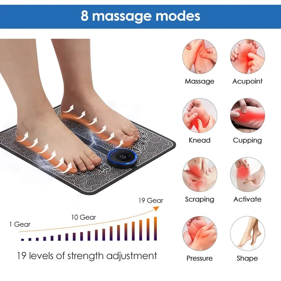 EMS Foot Massager Pad USB Rechargeabl Reflexology Foot Acupoint Massage Muscle Stimulation Improve Blood Circulation Relief Pain